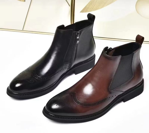 Boots Homme-Semelle Légère Très Confortable En 100% cuir