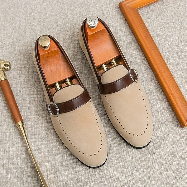 Mocassins à boucle en daim