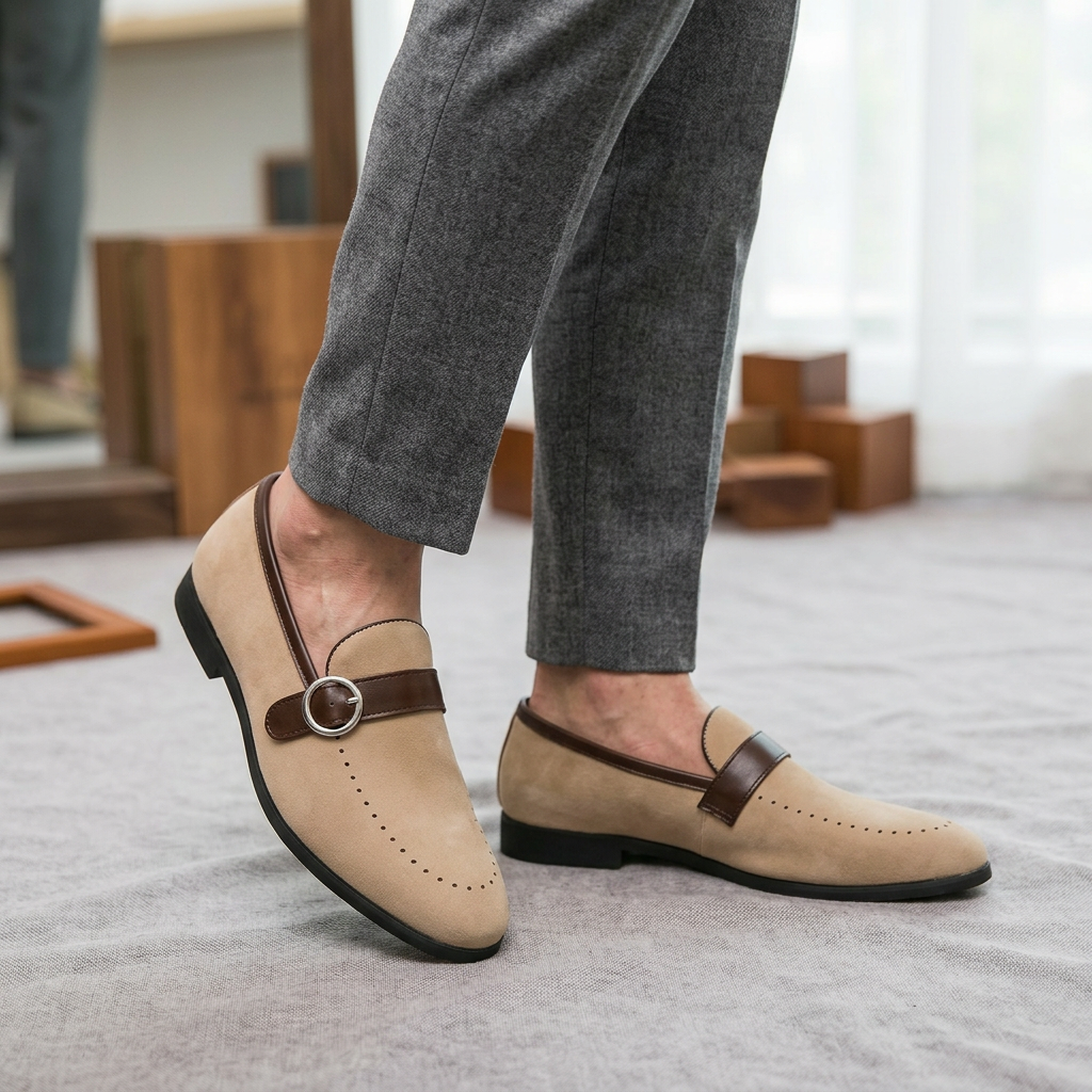 Mocassins à boucle en daim