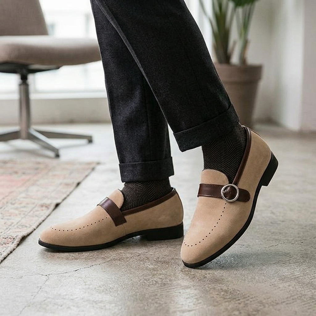 Mocassins à boucle en daim