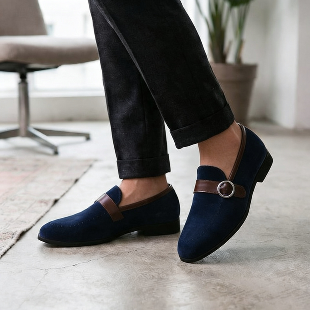 Mocassins à boucle en daim