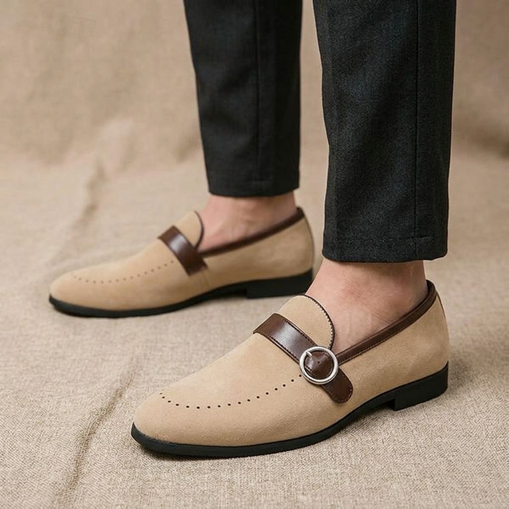 Mocassins à boucle en daim