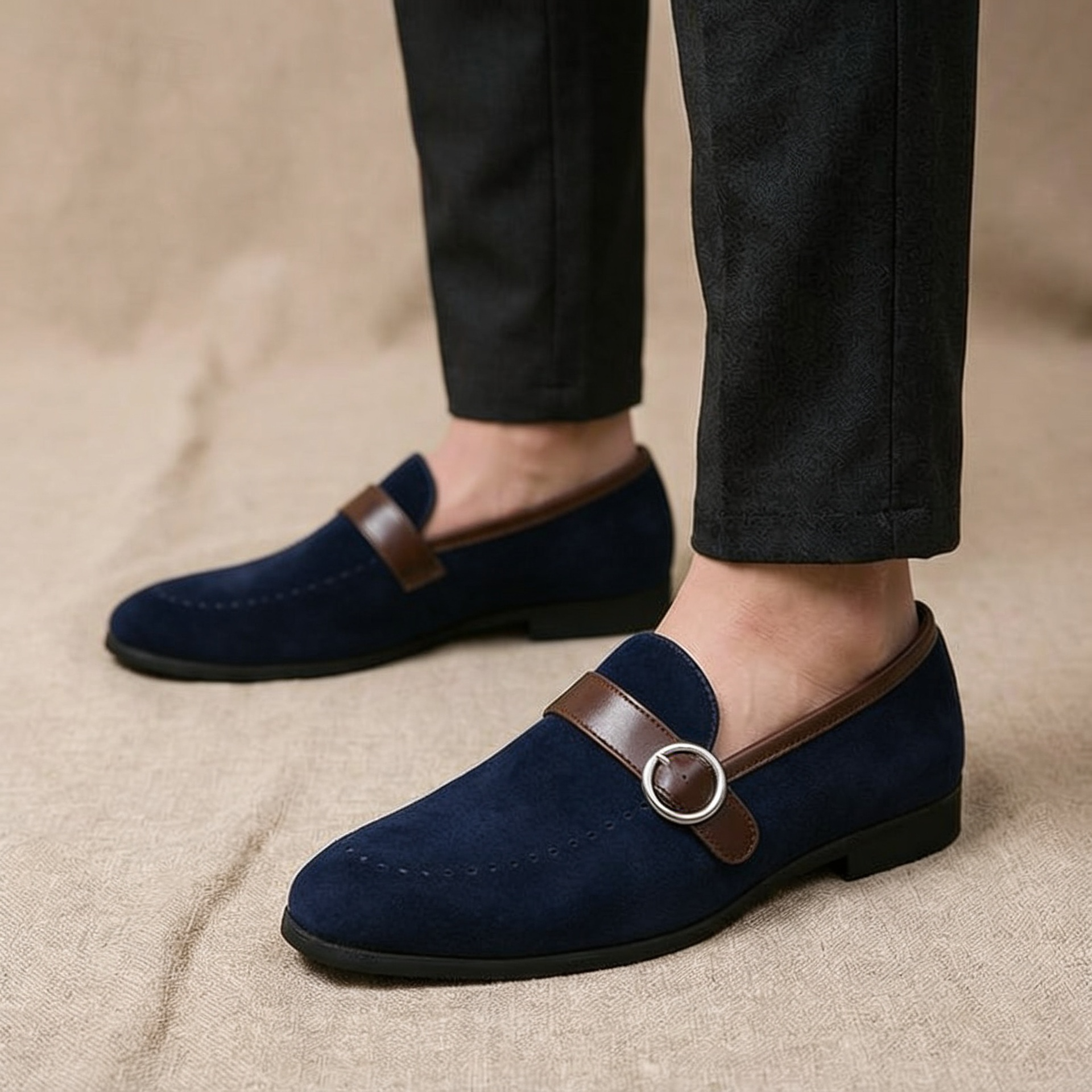Mocassins à boucle en daim